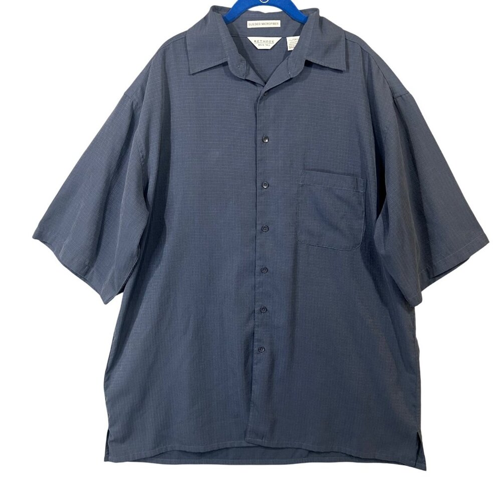 Methode Shirt Men's Size XL Tall  Sueded Microfiber Short Sleeve Button Up